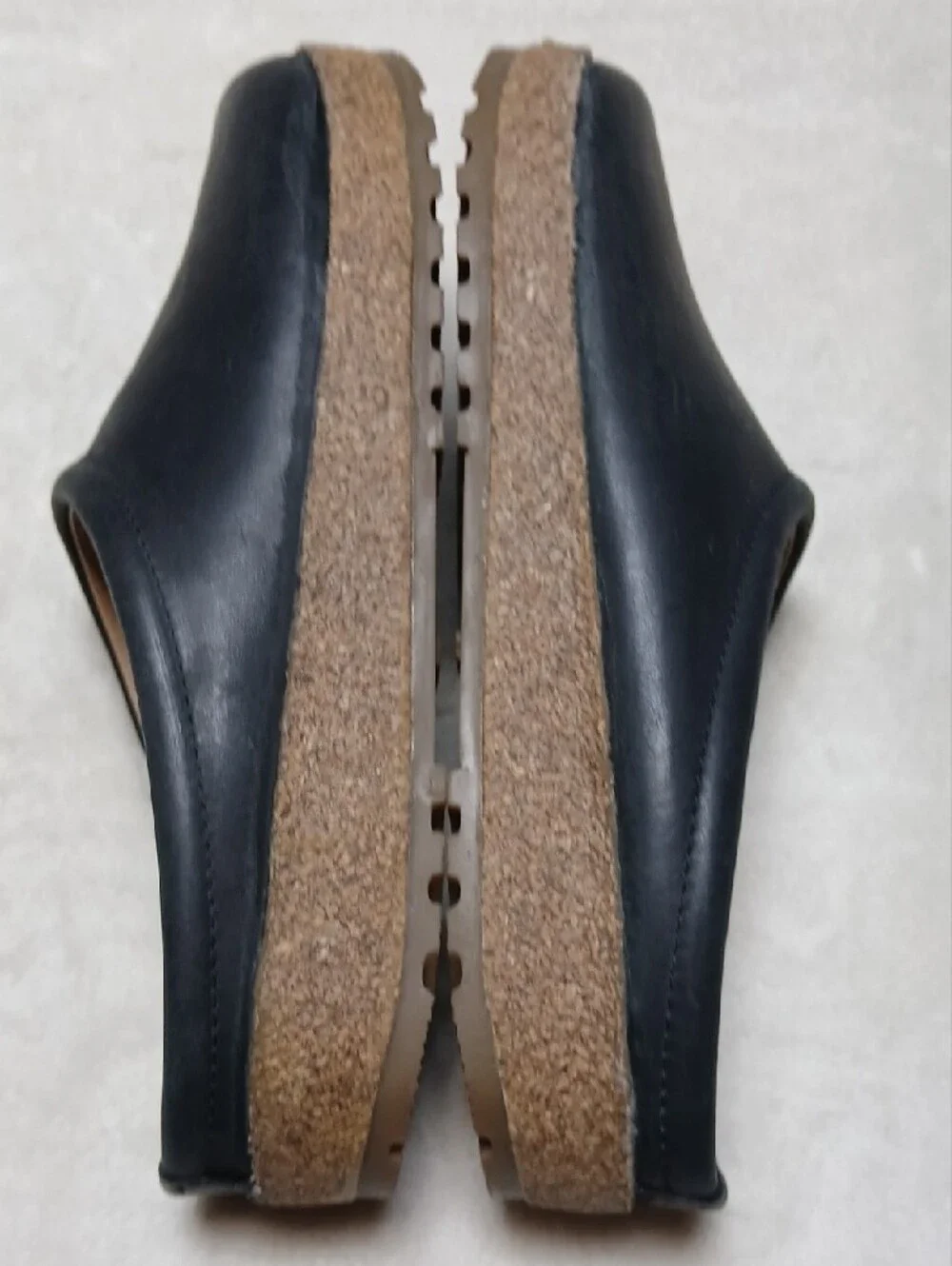 Haflinger Phillip Black Leather Slip-On Mule with Cork Sole Size 42